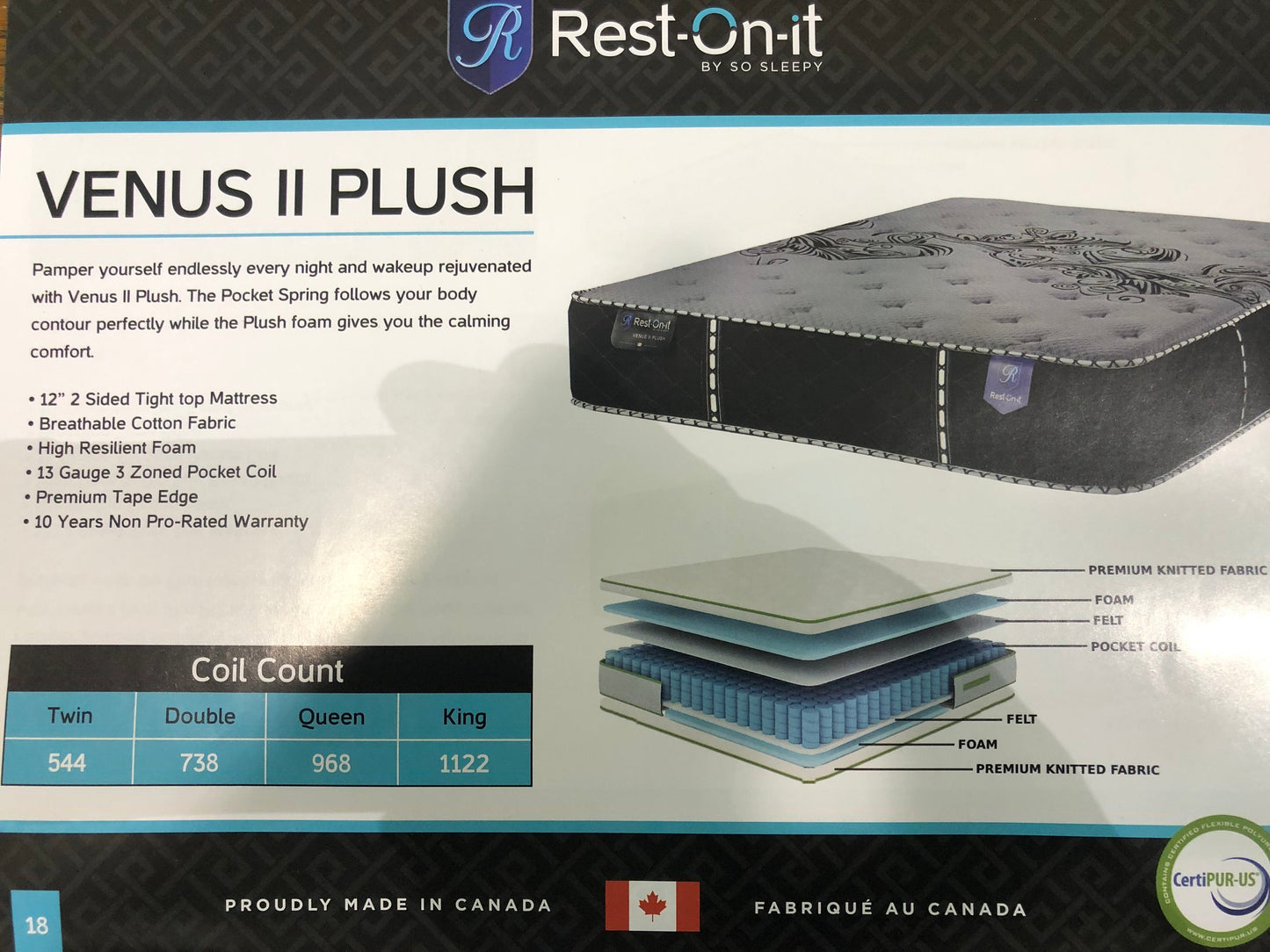 Venus2 plush double sided mattress